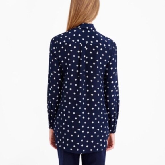 100% silk J. CREW Tick Tock Clock Silk Blouse size 2 - Picture 2 of 8